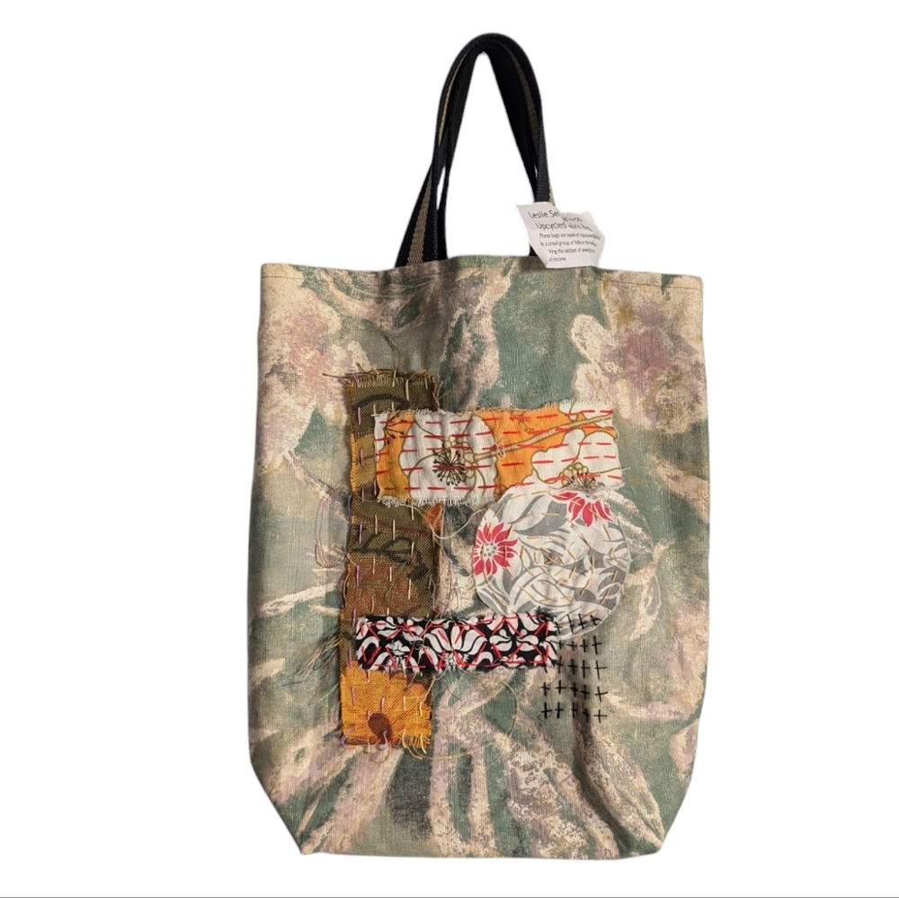 Handmade upcycled vintage patchwork stitched tote bag NWT